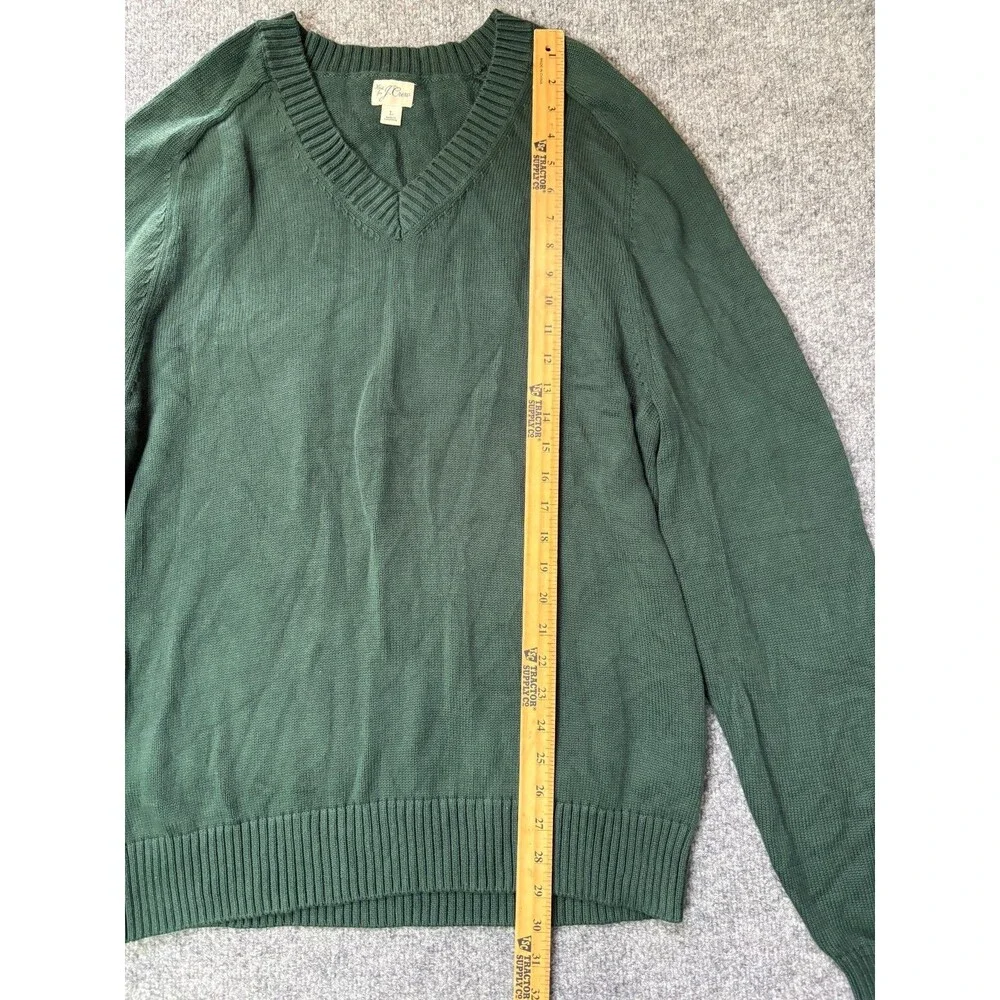 J CREW Sweater Mens Large Green Pull Over Long Sleeve Knit Cotton Dad